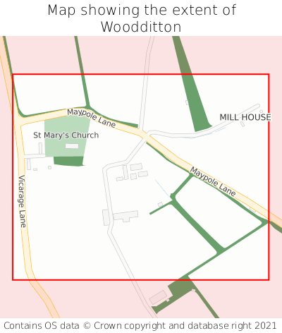 Map showing extent of Woodditton as bounding box