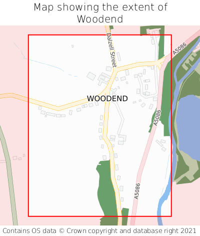 Map showing extent of Woodend as bounding box