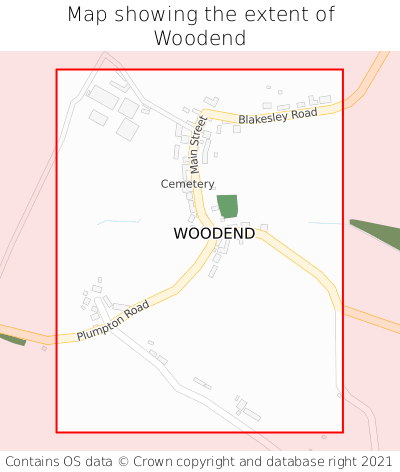 Map showing extent of Woodend as bounding box