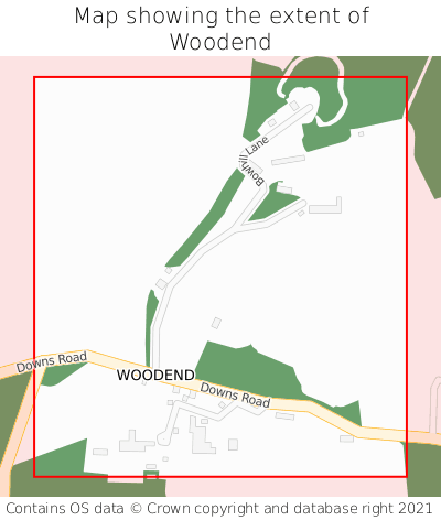 Map showing extent of Woodend as bounding box