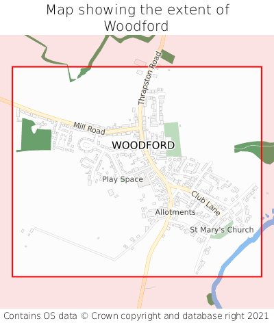 Map showing extent of Woodford as bounding box