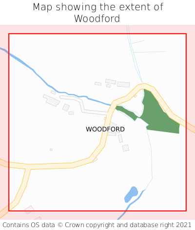 Map showing extent of Woodford as bounding box