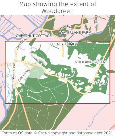 Map showing extent of Woodgreen as bounding box