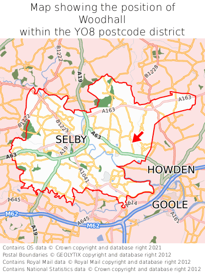 Map showing location of Woodhall within YO8