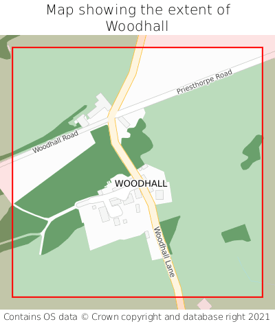 Map showing extent of Woodhall as bounding box