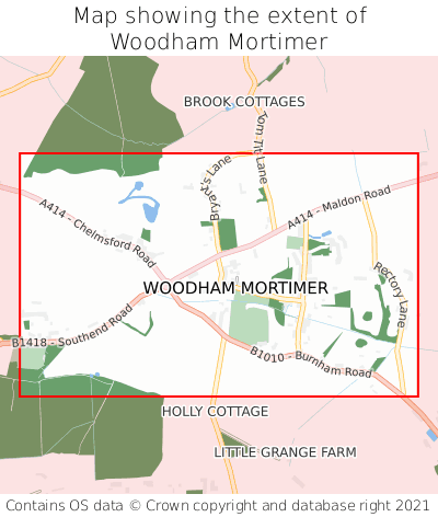Map showing extent of Woodham Mortimer as bounding box
