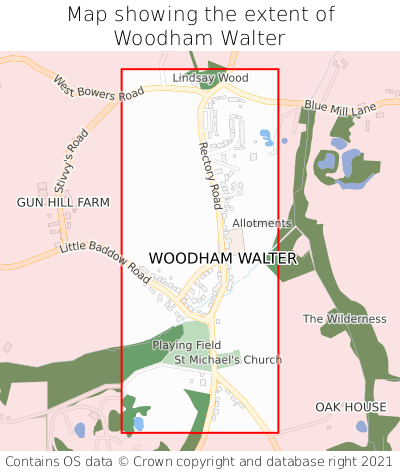 Map showing extent of Woodham Walter as bounding box