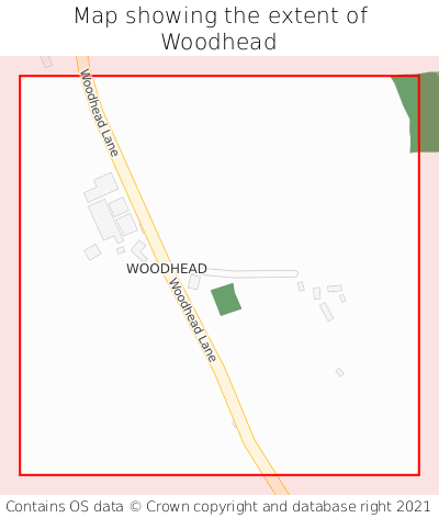 Map showing extent of Woodhead as bounding box