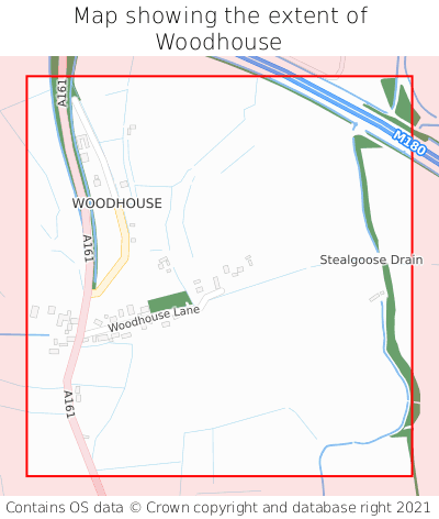 Map showing extent of Woodhouse as bounding box