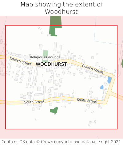 Map showing extent of Woodhurst as bounding box