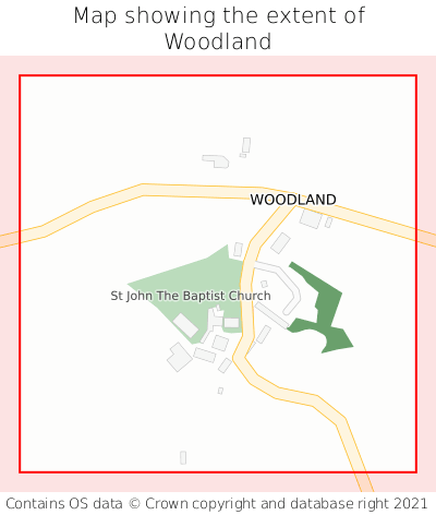 Map showing extent of Woodland as bounding box