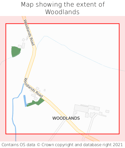 Map showing extent of Woodlands as bounding box