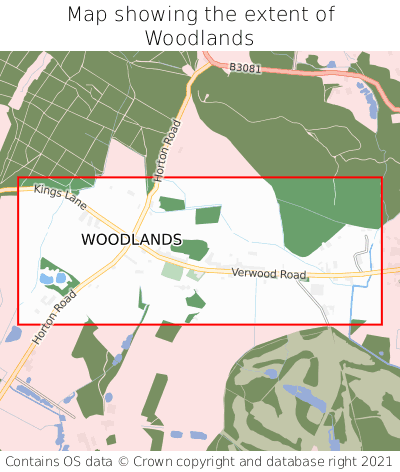 Map showing extent of Woodlands as bounding box
