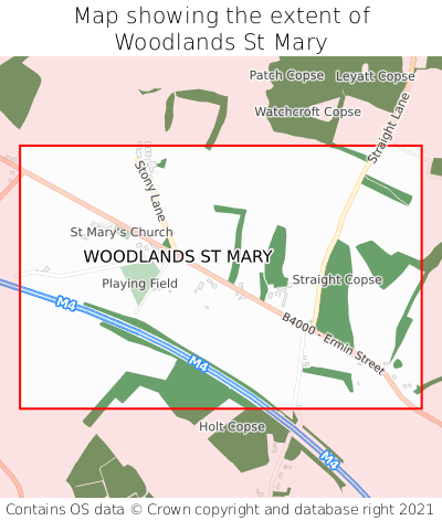 Map showing extent of Woodlands St Mary as bounding box
