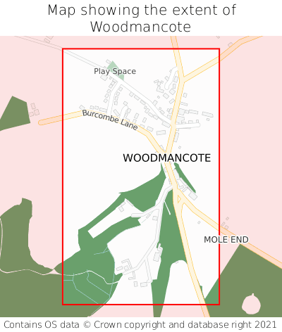 Map showing extent of Woodmancote as bounding box