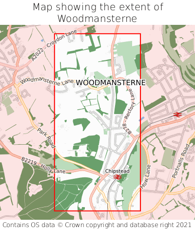 Map showing extent of Woodmansterne as bounding box