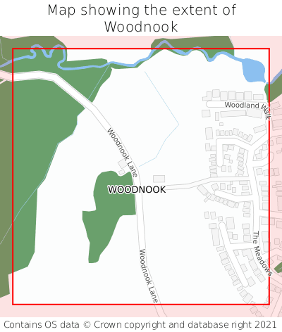 Map showing extent of Woodnook as bounding box