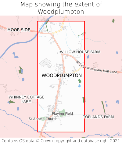 Map showing extent of Woodplumpton as bounding box