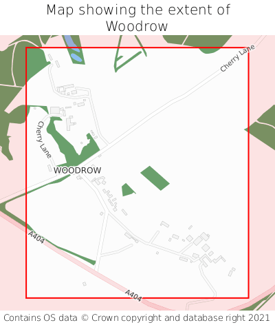 Map showing extent of Woodrow as bounding box