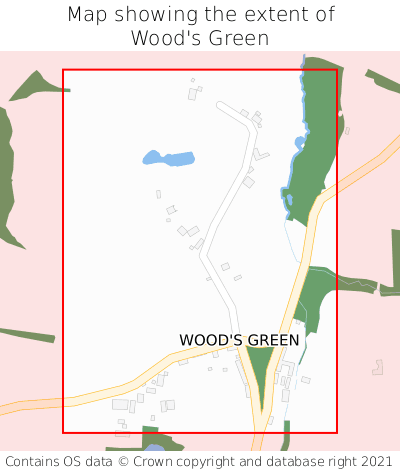 Map showing extent of Wood's Green as bounding box