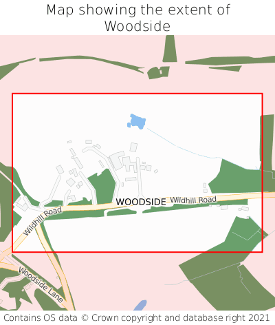 Map showing extent of Woodside as bounding box