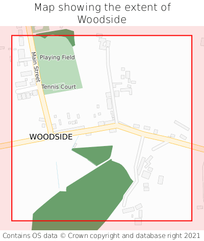 Map showing extent of Woodside as bounding box