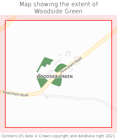 Map showing extent of Woodside Green as bounding box