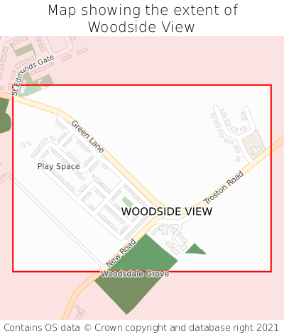 Map showing extent of Woodside View as bounding box