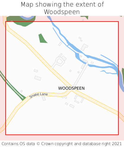 Map showing extent of Woodspeen as bounding box