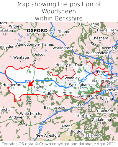 Map showing location of Woodspeen within Berkshire