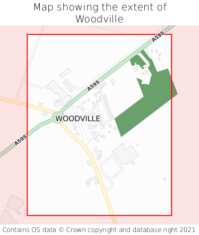 Map showing extent of Woodville as bounding box
