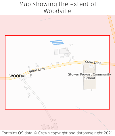 Map showing extent of Woodville as bounding box