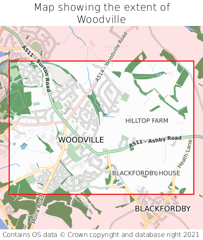 Map showing extent of Woodville as bounding box