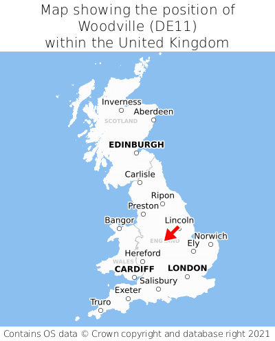 Map showing location of Woodville within the UK