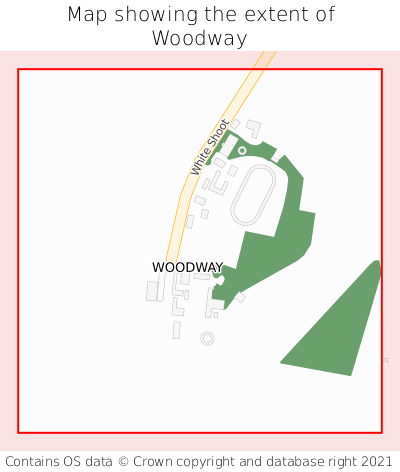 Map showing extent of Woodway as bounding box