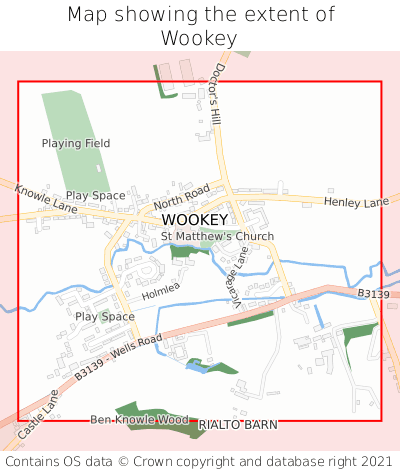 Map showing extent of Wookey as bounding box