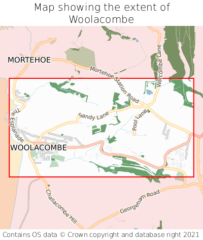 Map showing extent of Woolacombe as bounding box