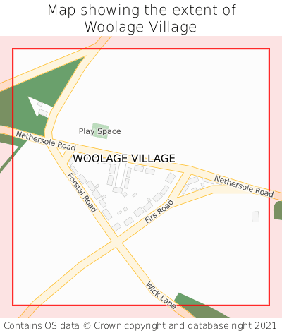 Map showing extent of Woolage Village as bounding box