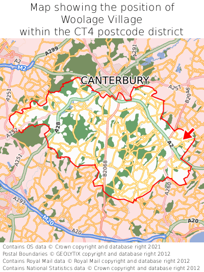 Map showing location of Woolage Village within CT4