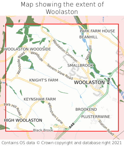 Map showing extent of Woolaston as bounding box