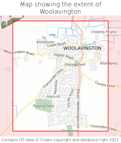 Map showing extent of Woolavington as bounding box
