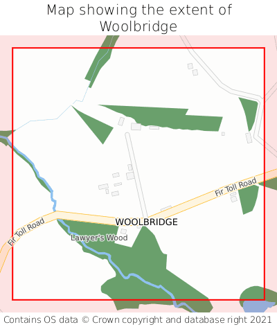 Map showing extent of Woolbridge as bounding box