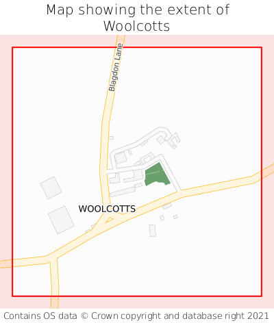 Map showing extent of Woolcotts as bounding box