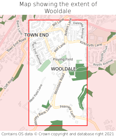Map showing extent of Wooldale as bounding box