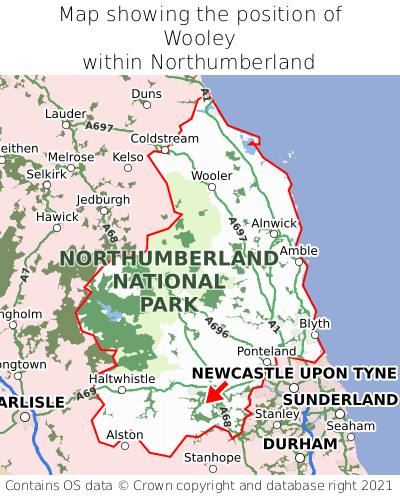 Map showing location of Wooley within Northumberland