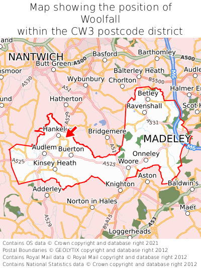 Map showing location of Woolfall within CW3