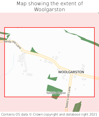 Map showing extent of Woolgarston as bounding box