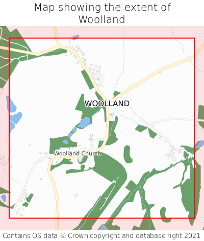 Map showing extent of Woolland as bounding box