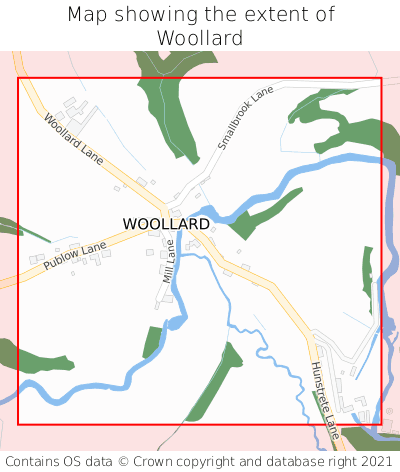 Map showing extent of Woollard as bounding box