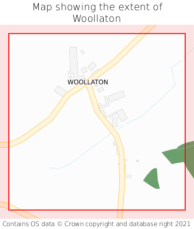 Map showing extent of Woollaton as bounding box